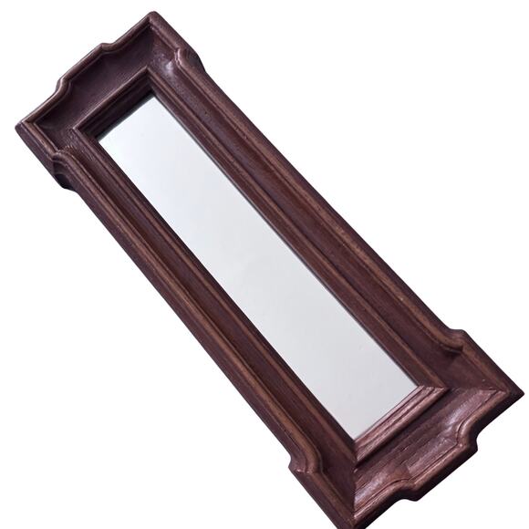 Vintage Rectangular Wood Frame Wall Mirror – 15x5 Rustic Hanging Decor - Picture 7 of 8